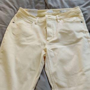 Pale yellow brand new flare kicks